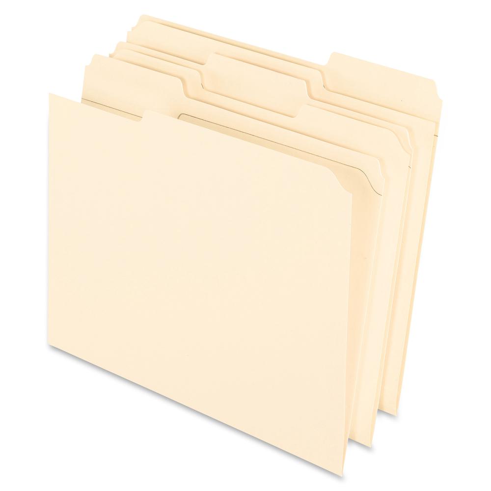 Pendaflex 1/3 Tab Cut Letter Recycled Top Tab File Folder - 8 1/2" x 11" - 3/4" Expansion - Top Tab Location - Assorted Position Tab Position - Manila - Manila - 10% Recycled - 100 / Box. Picture 2