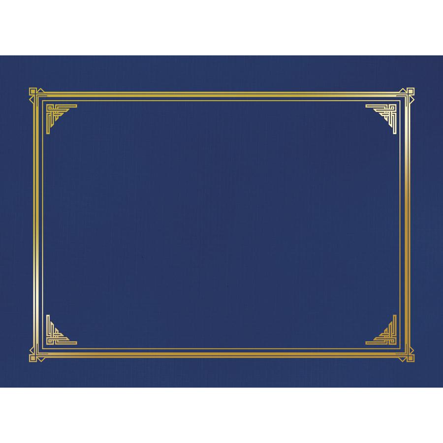 Geographics Letter, A4+ Recycled Certificate Holder - 8 1/2" x 11" , 10" x 8" , 8 17/64" x 11 11/16" - Linen - Navy Blue - 30% Recycled - 6 / Pack. Picture 2