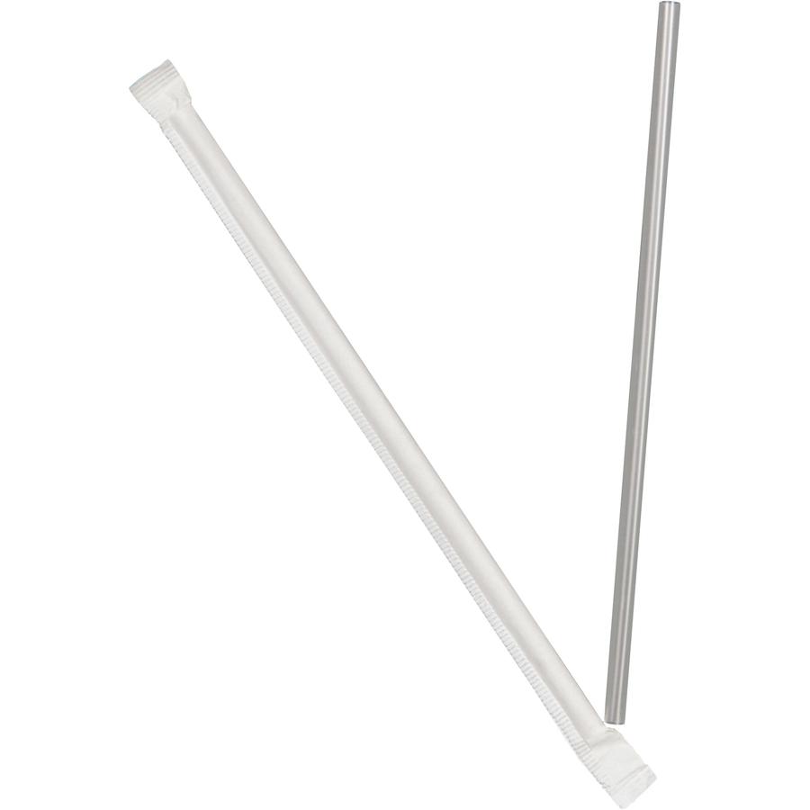 Dixie Jumbo Wrapped Straws by GP Pro - 7.8" Length x 0.2" Diameter - Plastic - 500 / Box - Translucent. Picture 2