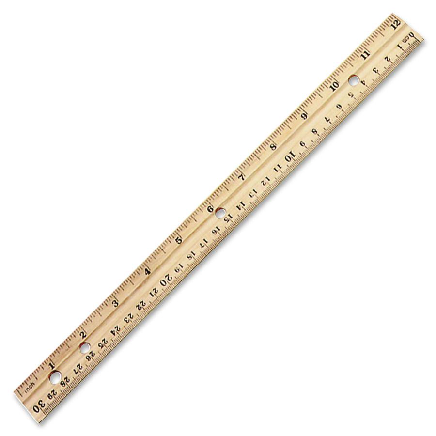CLI Wood Ruler - 12" Length 1.1" Width - 1/16 Graduations - Imperial, Metric Measuring System - Wood - 36 / Box. Picture 2