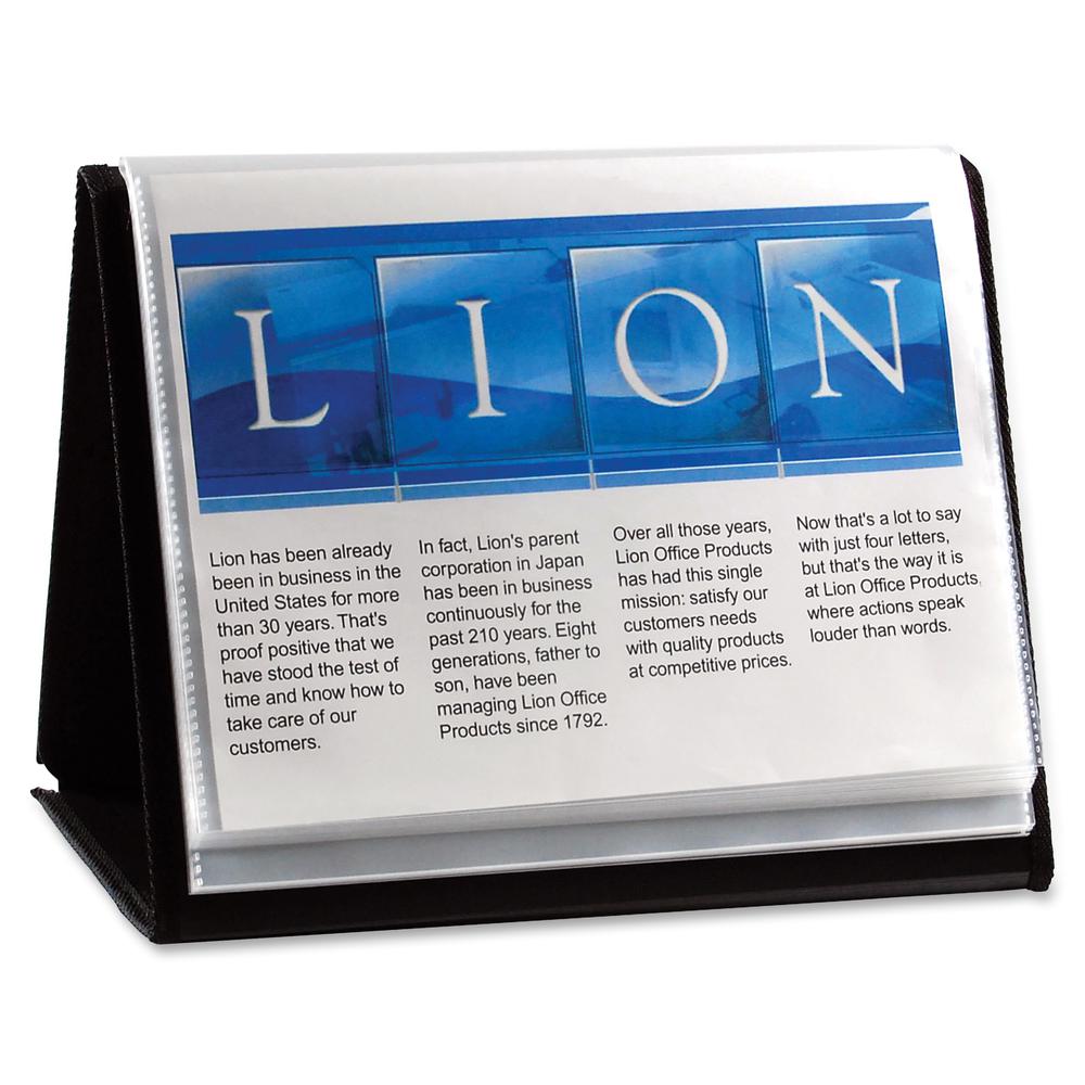 Lion Flip-N-Tell Display Easel Books - Letter - 8 1/2" x 11" Sheet Size - 40 Sheet Capacity - 20 Pocket(s) - Polypropylene - Black - 1.50 lb - Recycled - Non-stick, Acid-free, Lightweight, Reinforced . Picture 2