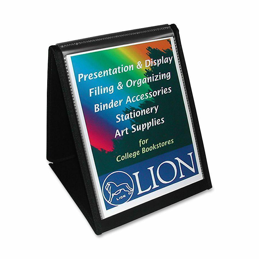 Lion Flip-N-Tell Display Easel Books - Letter - 8 1/2" x 11" Sheet Size - 40 Sheet Capacity - 20 Pocket(s) - Polypropylene - Black - 1.04 lb - Recycled - Non-stick, Acid-free, Lightweight, Reinforced . Picture 2