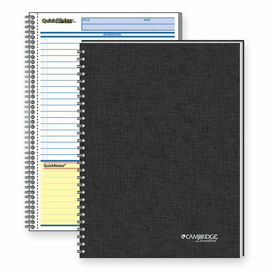 Mead QuickNotes 1 - Subject Business Notebook - Jr.Legal - 80 Sheets - Wire Bound - 20 lb Basis Weight - Jr.Legal - 5" x 8" - White Paper - Black Binding - BlackLinen Cover - Perforated, Subject, Bond. Picture 3