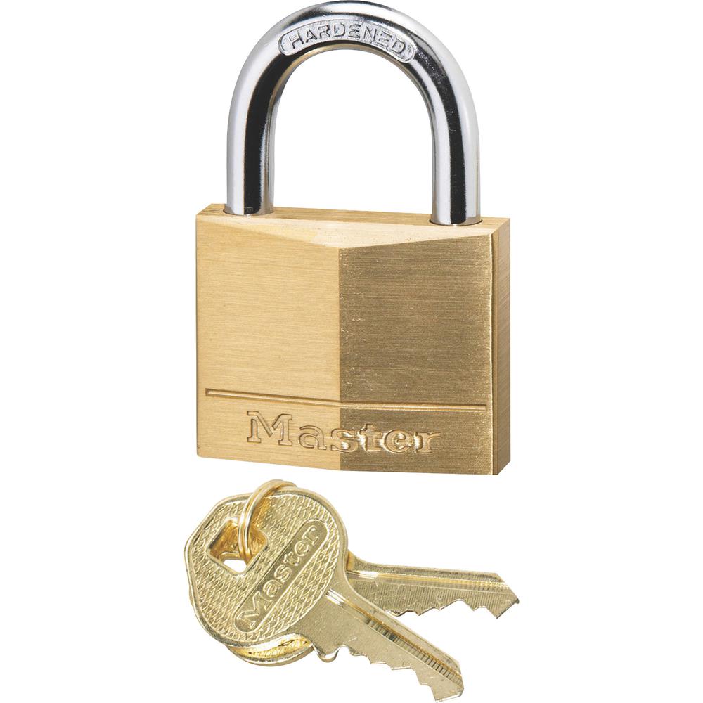 Master Lock Solid Brass Padlock - Keyed Different - 0.25" Shackle Diameter - Rust Resistant - Brass - Brass - 1 Each. Picture 2