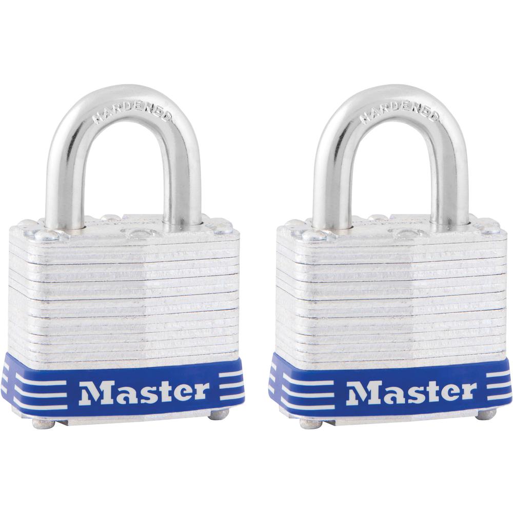 Master Lock High Security Padlock - Keyed Alike - 0.28" Shackle Diameter - Cut Resistant, Pick Proof, Rust Resistant - Steel - Silver - 2 / Pack. Picture 2