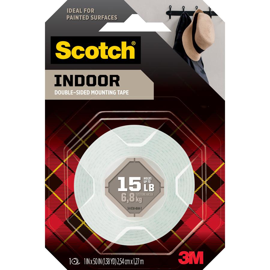 Scotch Mounting Tape - 4.17 ft Length x 1" Width - 1" Core - Foam - 1 Roll - White. Picture 2