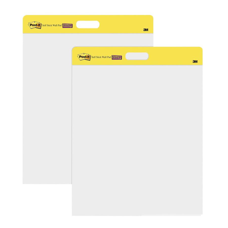 Post-it&reg; Self-Stick Easel Pads - 20 Sheets - Plain - Stapled - 18.50 lb Basis Weight - 20" x 23" - White Paper - Self-adhesive, Repositionable, Bleed Resistant, Cardboard Back - 2 / Pack. Picture 3