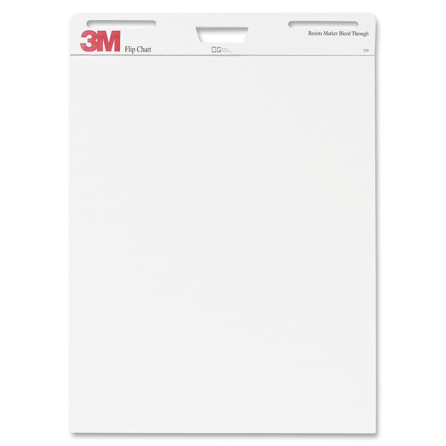 3M Flip Charts - 40 Sheets - Plain - Stapled - 18.50 lb Basis Weight - 25" x 30" - White Paper - Resist Bleed-through, Heavyweight, Sturdy Back, Cardboard Back - 2 / Carton. Picture 4