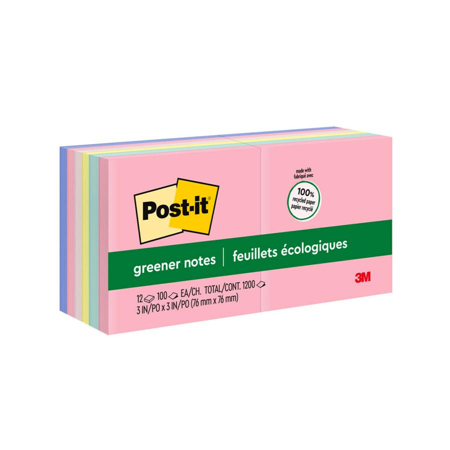 Post-it&reg; Notes Original Notepads - Sweet Sprinkles Color Collection - 1200 - 3" x 3" - Square - 100 Sheets per Pad - Unruled - Positively Pink, Pink Salt, Canary Yellow, Fresh Mint, Moonstone - Pa. Picture 5