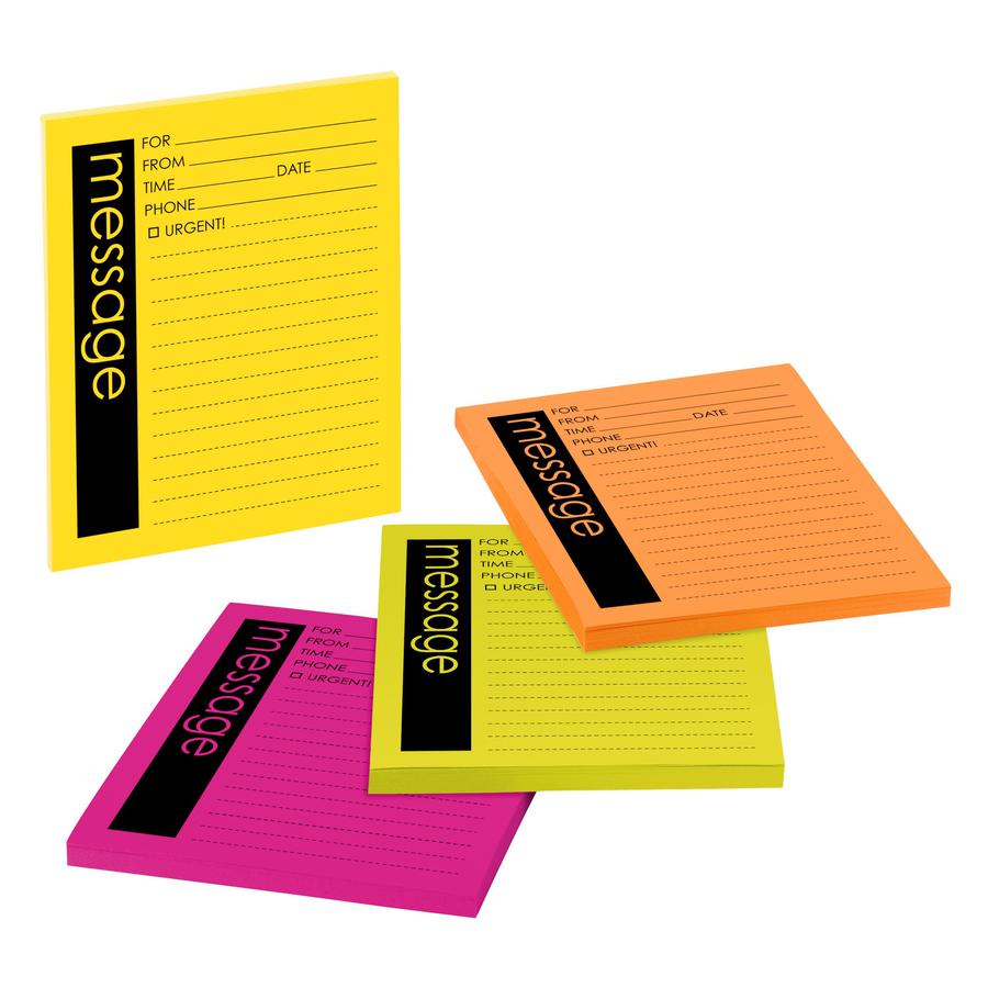Post-it&reg; Important Message Note - 50 Sheet(s) - 5" x 4" Sheet Size - Yellow, Pink, Orange, Green - Assorted Sheet(s) - 4 / Pack. Picture 3