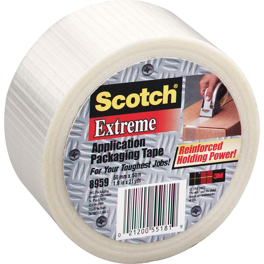 Scotch Extreme Application Packaging Tape - 54.60 yd Length x 2" Width - 5.7 mil Thickness - 3" Core - Synthetic Rubber - Glass Yarn Backing - Handheld Dispenser - Abrasion Resistant, Moisture Resista. Picture 3