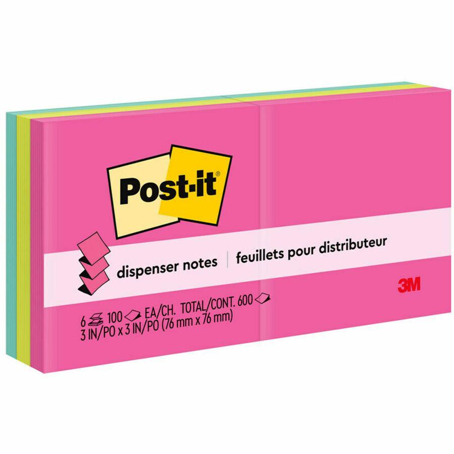 Post-it&reg; Pop-up Adhesive Note - 600 - 3" x 3" - Square - 100 Sheets per Pad - Unruled - Electric Blue, Limeade, Neon Orange, Neon Pink, Concord - Paper - Pop-up, Self-adhesive, Repositionable - 6 . Picture 11