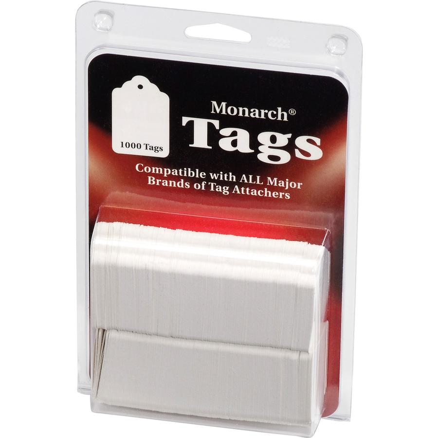 Monarch Stringless White Tags - 1.13" Length x 1.75" Width - Rectangular - 1000 / Pack - Paper - White. Picture 2
