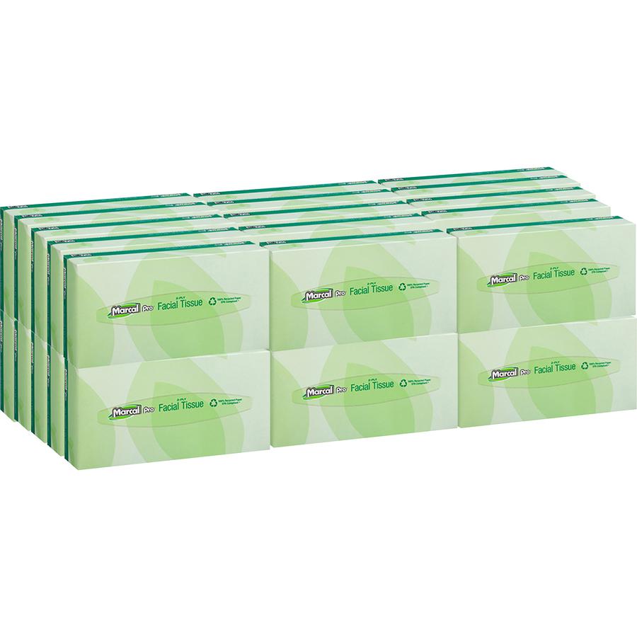 Marcal Pro Facial Tissue - Flat Box - 2 Ply - 4.50" x 8.60" - White - 100 Per Box - 30 / Carton. Picture 4