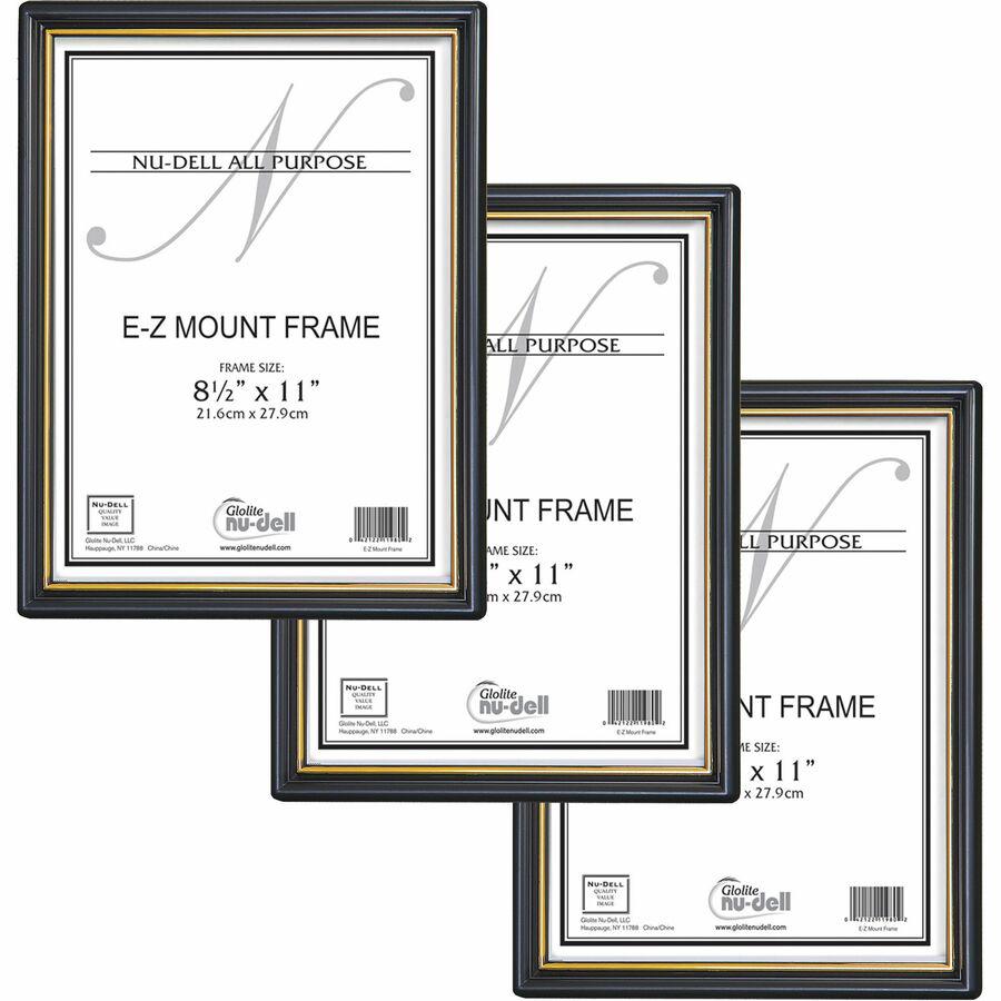 Golite nu-dell Easy Slide-In Document Frame - Holds 8.50" x 11" Insert - Horizontal, Vertical - 3 / Pack - Plastic - Black. Picture 5
