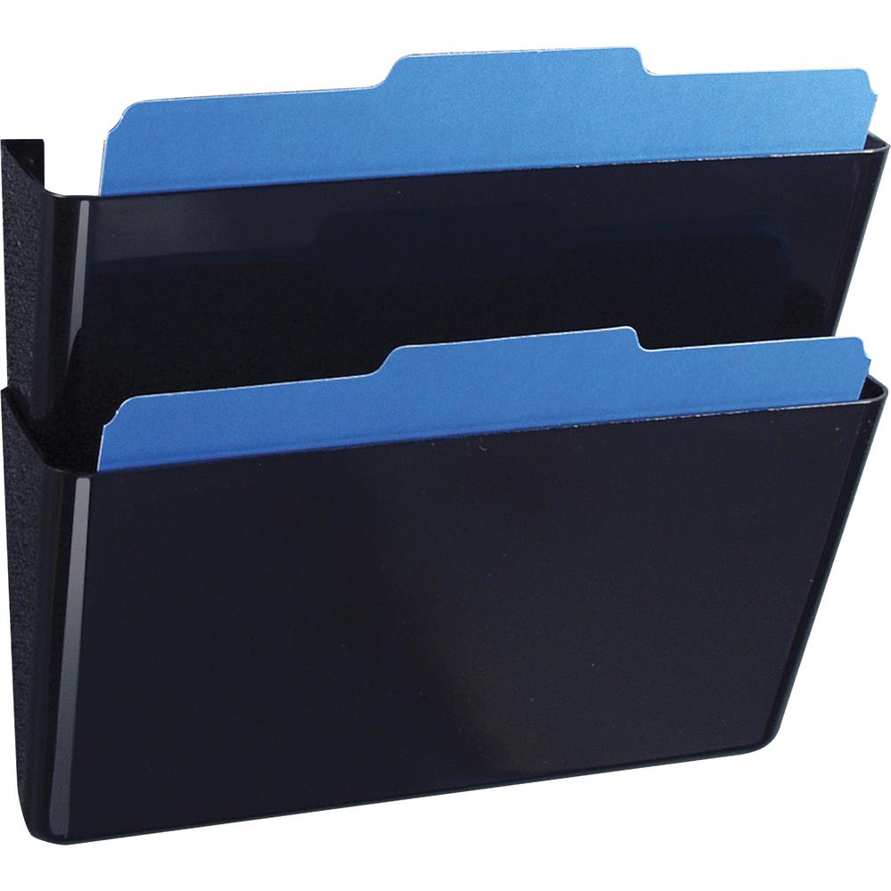 Officemate Wall Mountable Space-Saving Files - 7" Height x 13" Width x 4.1" Depth - Black - Plastic - 2 / Box. Picture 6