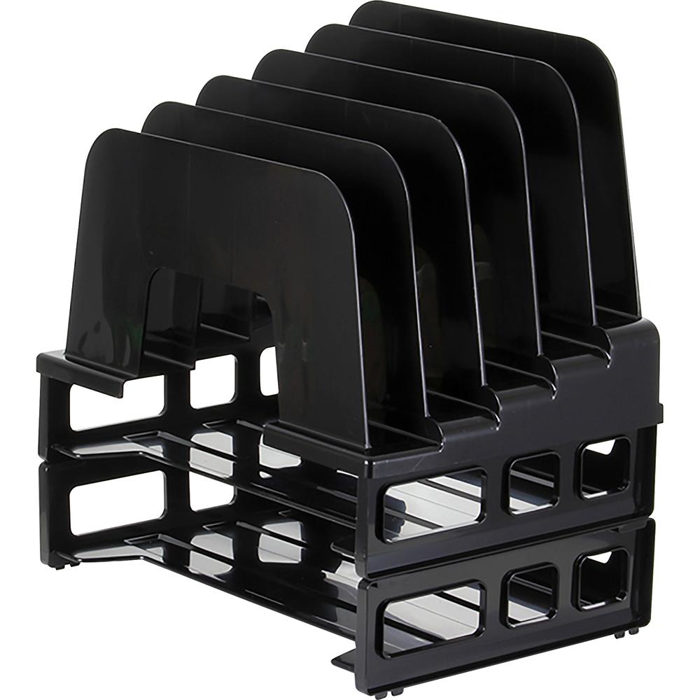 Officemate Tray/Incline Sorter Combo - 5 Compartment(s) - 14" Height x 9.1" Width x 13.5" DepthDesktop - Stackable - Black - 1 / Pack. Picture 6