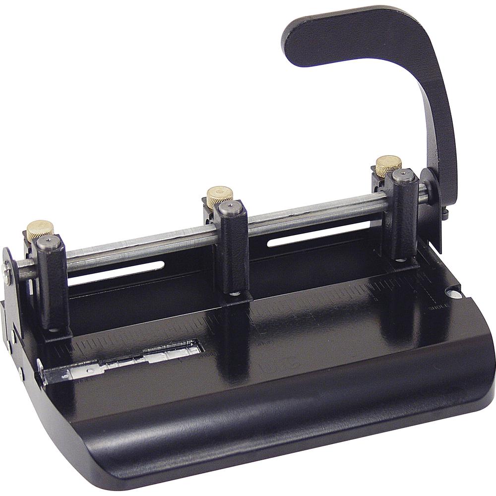 Officemate Heavy-Duty 2-3 Hole Punch with Lever Handle - 3 Punch Head(s) - 32 Sheet of 20lb Paper - 9/32" Punch Size - Black. Picture 7