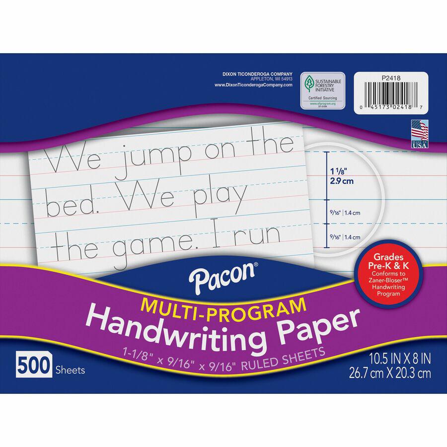Pacon Multi-Program Handwriting Papers - 500 Sheets - 1.13" Ruled - Unruled - 10 1/2" x 8" - White Paper - Grade - 500 / Ream. Picture 2