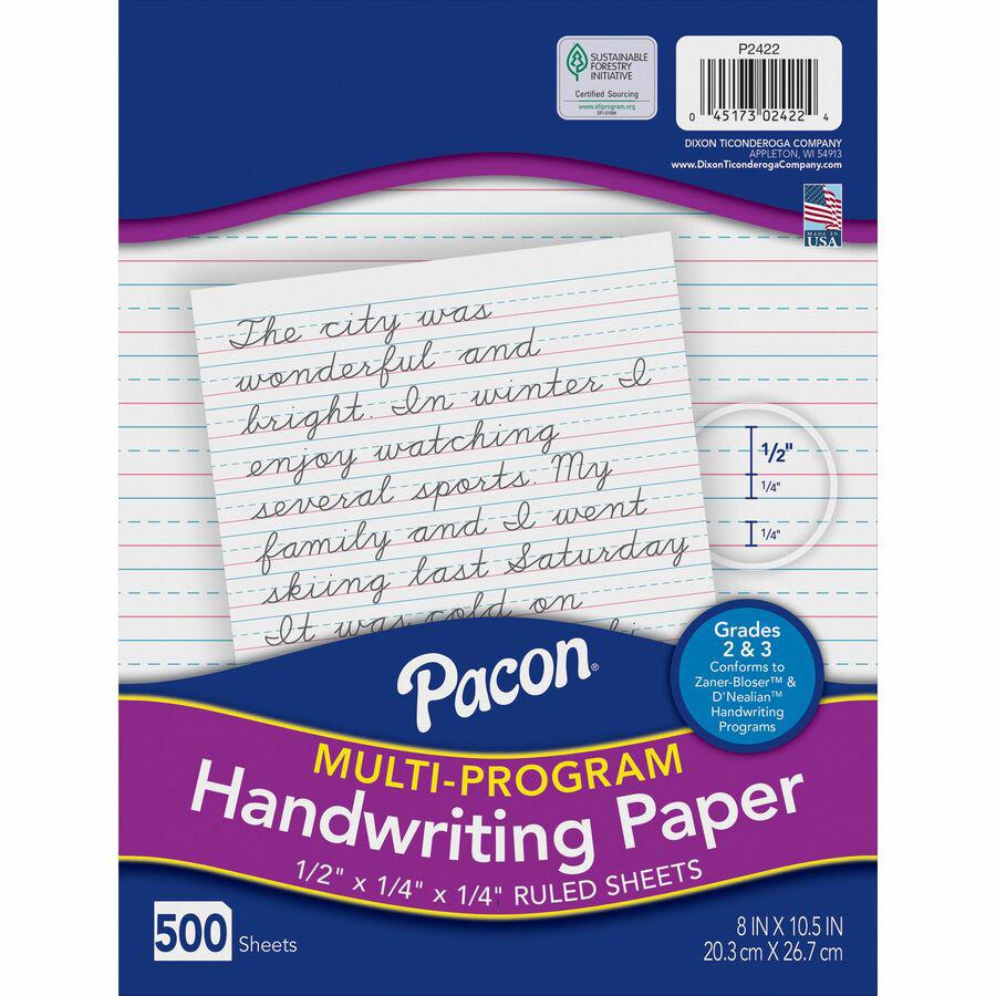 Pacon Multi-Program Handwriting Papers - 500 Sheets - 0.50" Ruled - Unruled Margin - 8" x 10 1/2" - White Paper - Hard Cover - 500 / Ream. Picture 3