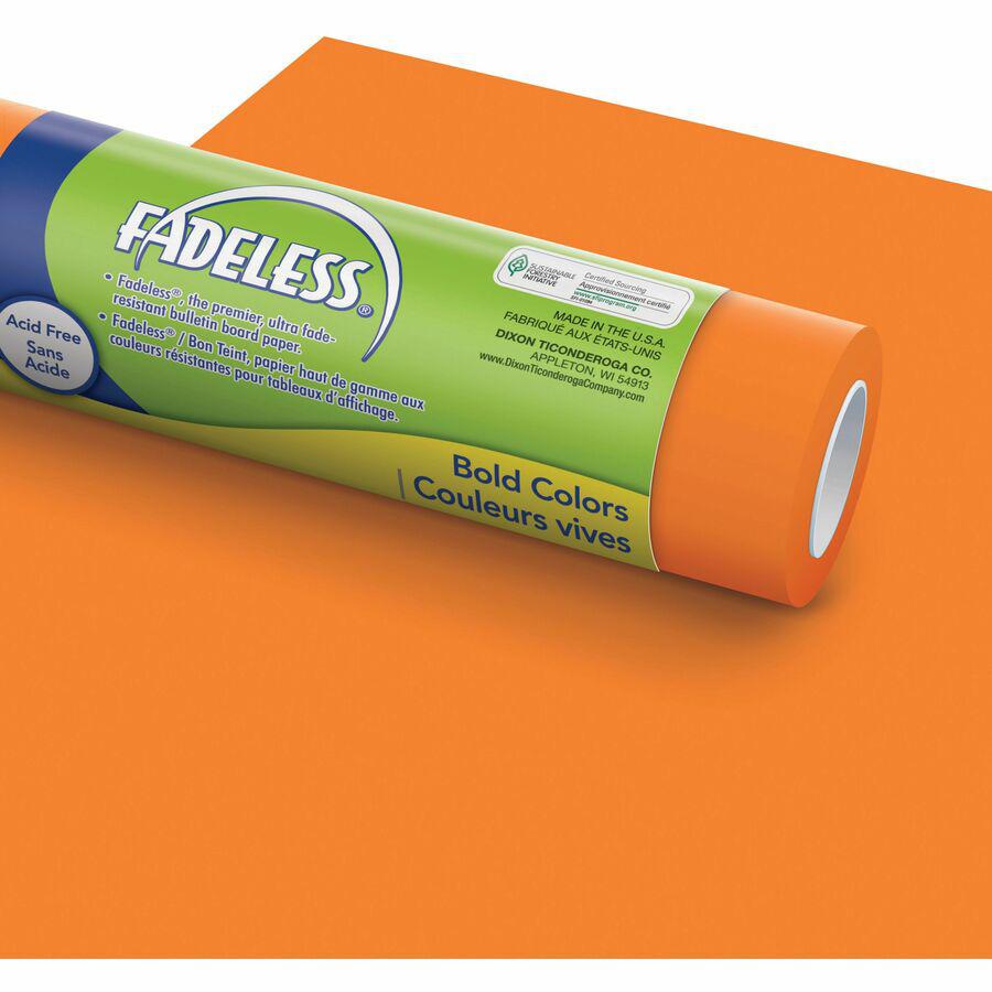 Fadeless Bulletin Board Art Paper - ClassRoom Project, Home Project, Office Project - 48"Width x 50 ftLength - 1 / Roll - Orange. Picture 2
