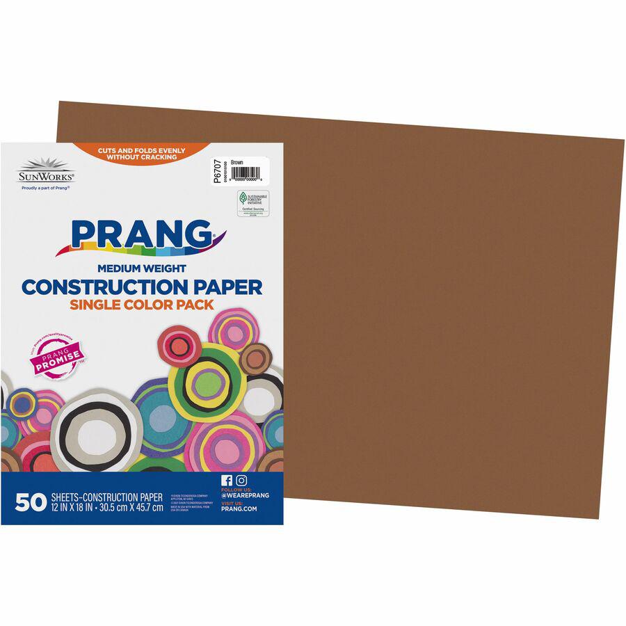 SunWorks Construction Paper - Multipurpose - 12"Width x 18"Length - 50 / Pack - Brown. Picture 3