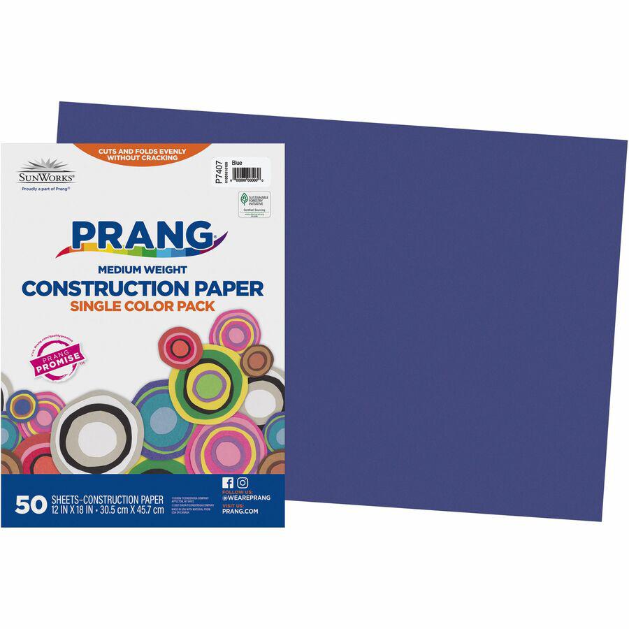 SunWorks Construction Paper - Multipurpose - 0.50"Height x 12"Width x 18"Length - 50 / Pack - Blue. Picture 3