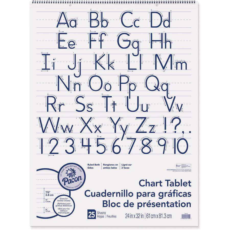 Pacon Ruled Chart Tablet - 25 Sheets - Ruled - 1.50" Ruled - 24" x 32"24" x 32" - White Paper - 1 Each. Picture 2