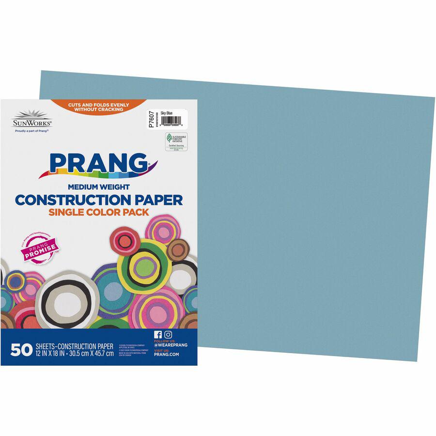 SunWorks Construction Paper - Multipurpose - 0.50"Height x 12"Width x 18"Length - 50 / Pack - Sky Blue. Picture 2