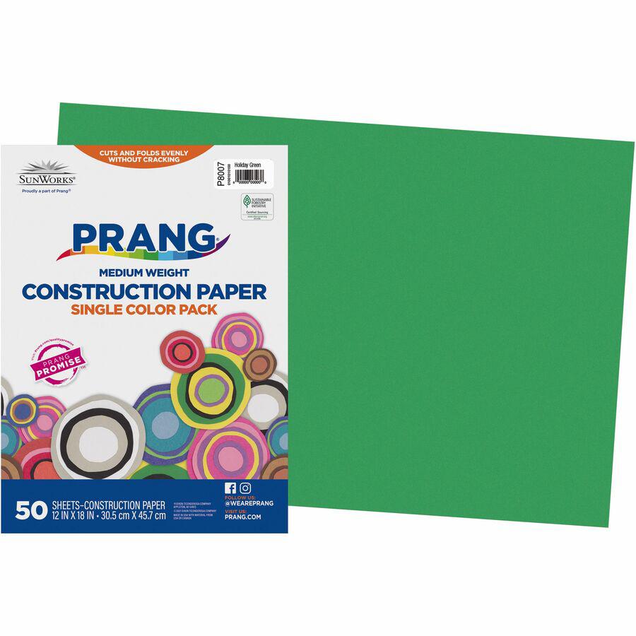 SunWorks Construction Paper - Multipurpose - 0.50"Height x 12"Width x 18"Length - 50 / Pack - Holiday Green. Picture 2