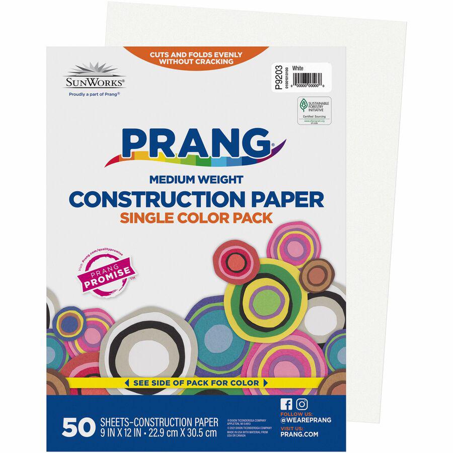 Prang Construction Paper - Multipurpose - 0.50"Height x 9"Width x 12"Length - 50 / Pack - White. Picture 2
