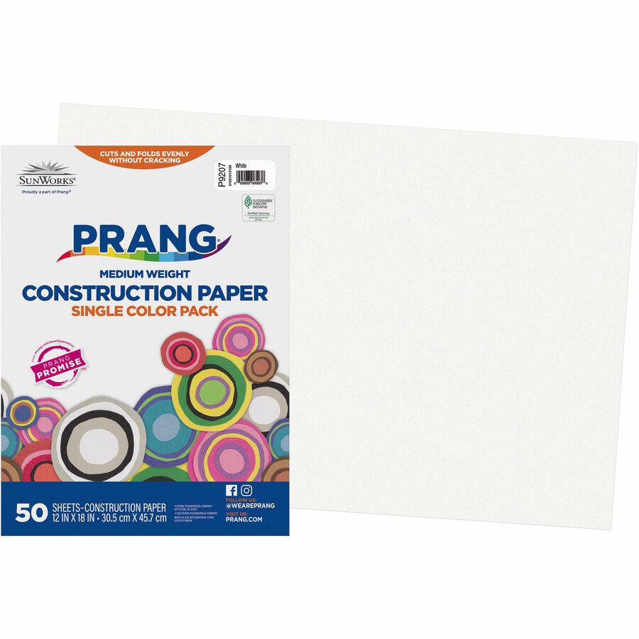 SunWorks Construction Paper - Multipurpose - 0.50"Height x 12"Width x 18"Length - 50 / Pack - White. Picture 3