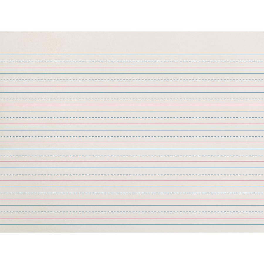 Zaner-Bloser Dotted Midline Newsprint Paper - 500 Sheets - 0.50" Ruled - Unruled Margin - 10 1/2" x 8" - White Paper - 500 / Pack. Picture 2