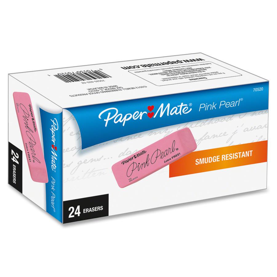Paper Mate Pink Pearl Eraser - Pink - Rubber - 24 / Box - Self-cleaning, Tear Resistant, Smudge-free. Picture 2