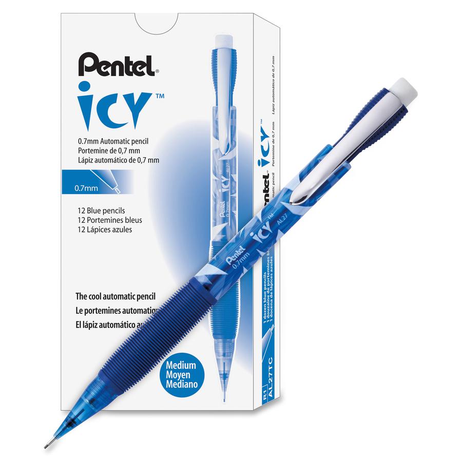 Pentel Icy Mechanical Pencil - #2 Lead - 0.7 mm Lead Diameter - Refillable - Blue Barrel - 1 Dozen. Picture 4