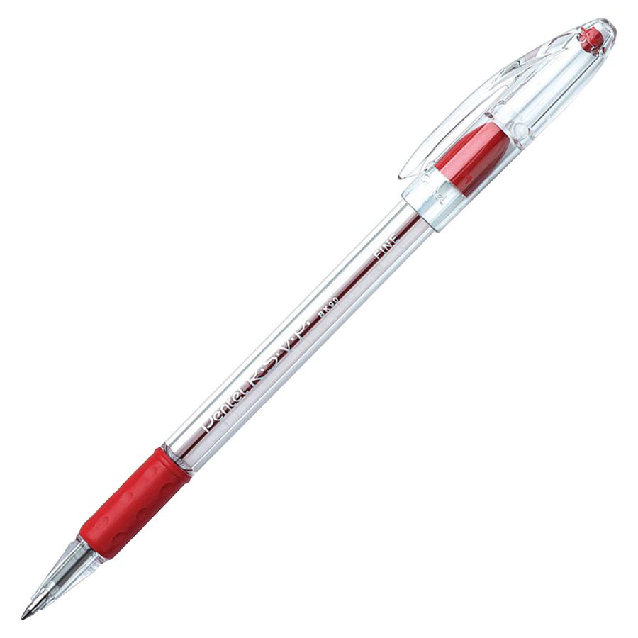 Pentel R.S.V.P. Ballpoint Stick Pens - Fine Pen Point - 0.7 mm Pen Point Size - Refillable - Red - Clear Barrel - 12 / Box. Picture 2