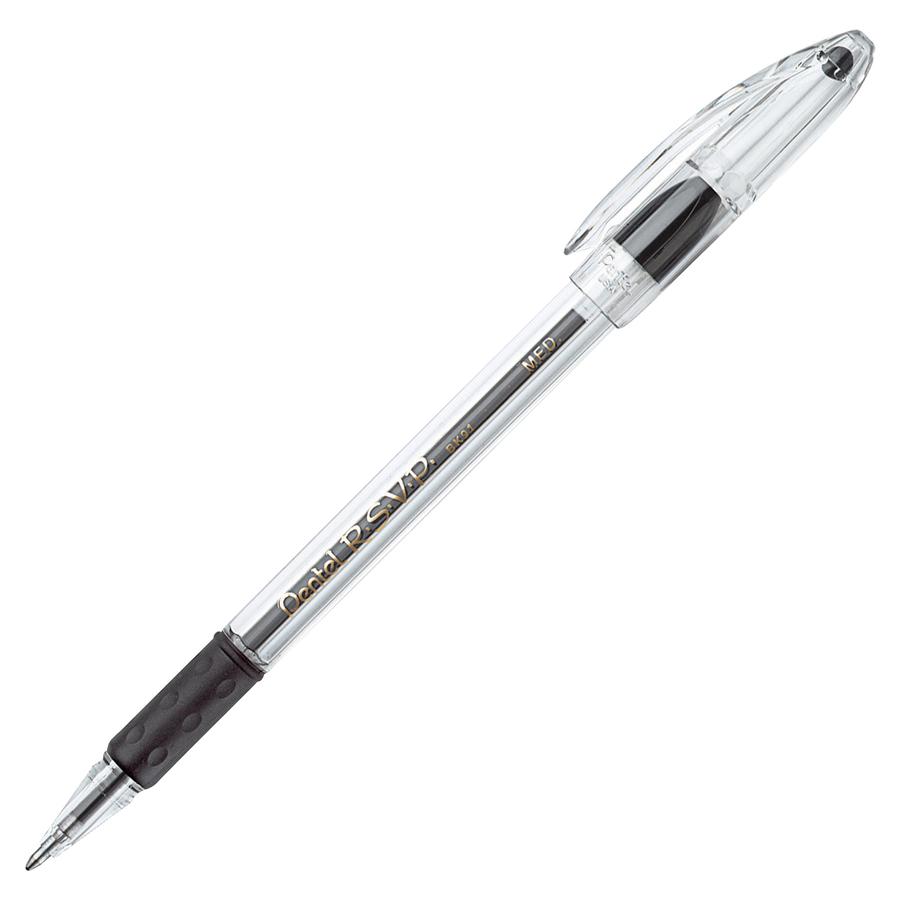 Pentel R.S.V.P. Ballpoint Stick Pens - Medium Pen Point - 1 mm Pen Point Size - Refillable - Black - Clear Barrel. Picture 2