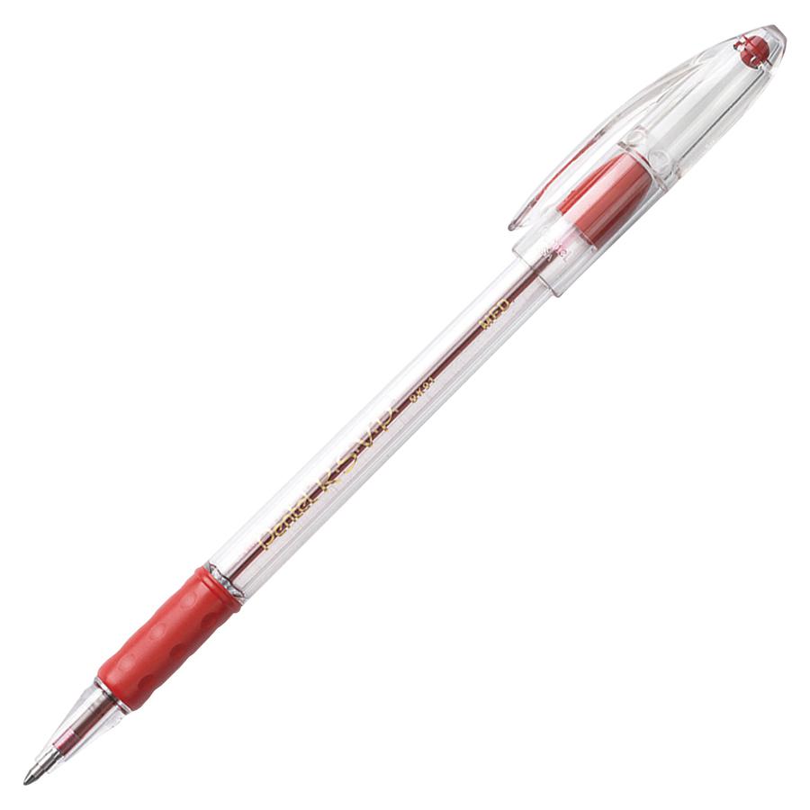 Pentel R.S.V.P. Ballpoint Stick Pens - Medium Pen Point - 1 mm Pen Point Size - Refillable - Red - Clear Barrel - 12 / Box. Picture 4