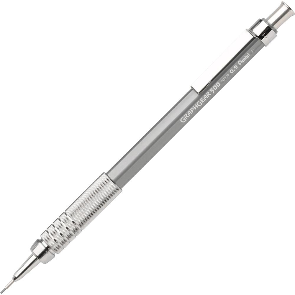 Pentel GraphGear 500 Mechanical Drafting Pencil - HB Lead - 0.9 mm Lead Diameter - Refillable - Gray Barrel - 1 Each. Picture 2