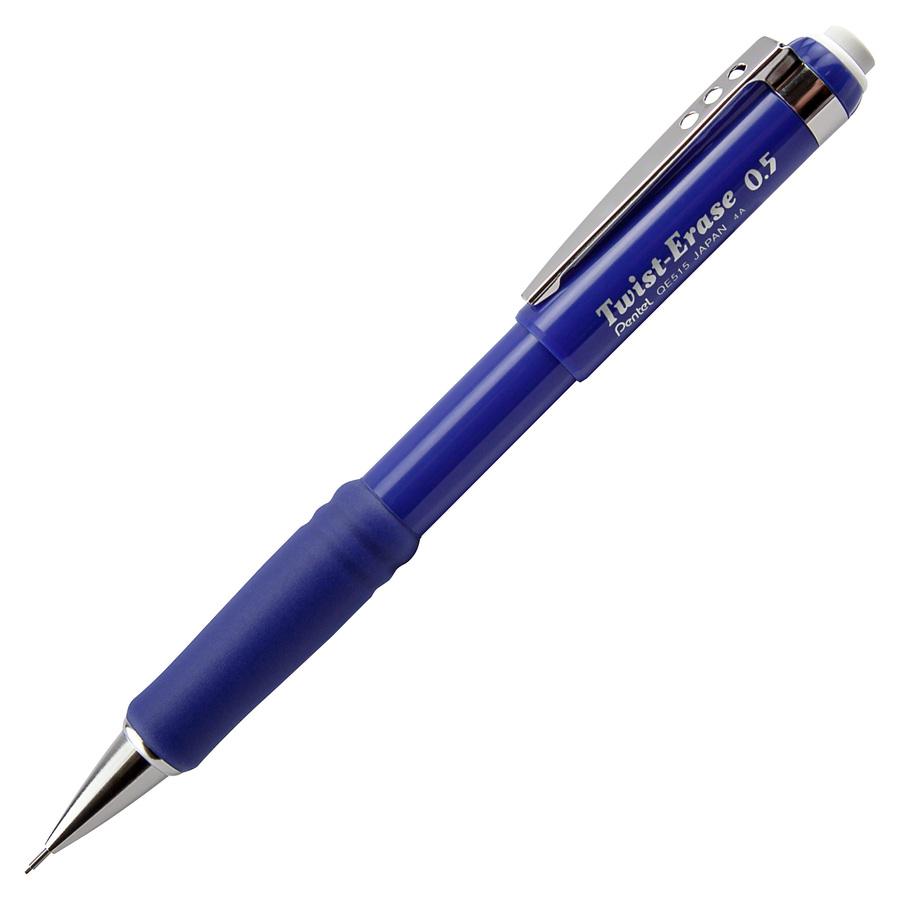 Pentel Twist-Erase III Mechanical Pencil - HB Lead - 0.5 mm Lead Diameter - Refillable - Blue Barrel - 1 Each. Picture 2