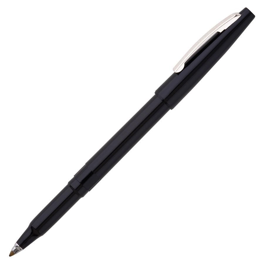 Pentel Rolling Writer Pens - Medium Pen Point - 0.8 mm Pen Point Size - Black - Black Plastic Barrel - 12 / Dozen. Picture 4