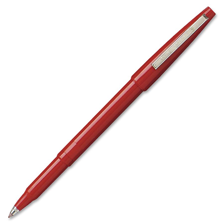 Pentel Rolling Writer Pens - Medium Pen Point - 0.8 mm Pen Point Size - Red - Red Plastic Barrel - 12 / Dozen. Picture 2