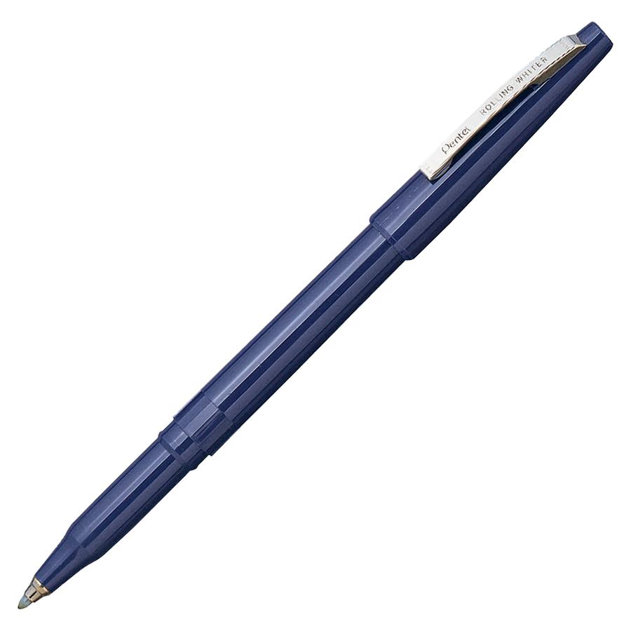 Pentel Rolling Writer Pens - Medium Pen Point - 0.8 mm Pen Point Size - Blue - Blue Plastic Barrel - 1 / Each. Picture 3