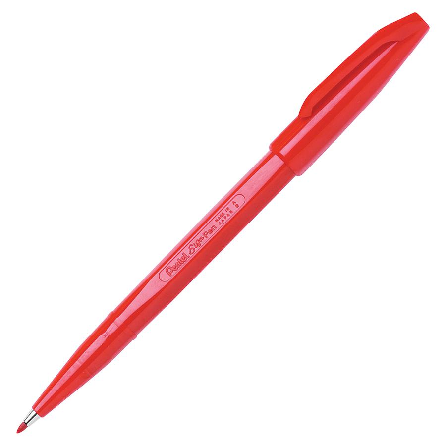 Pentel Fiber-tipped Sign Pens - Bold Pen Point - Red Water Based Ink - Fiber Tip - 1 Dozen. Picture 2