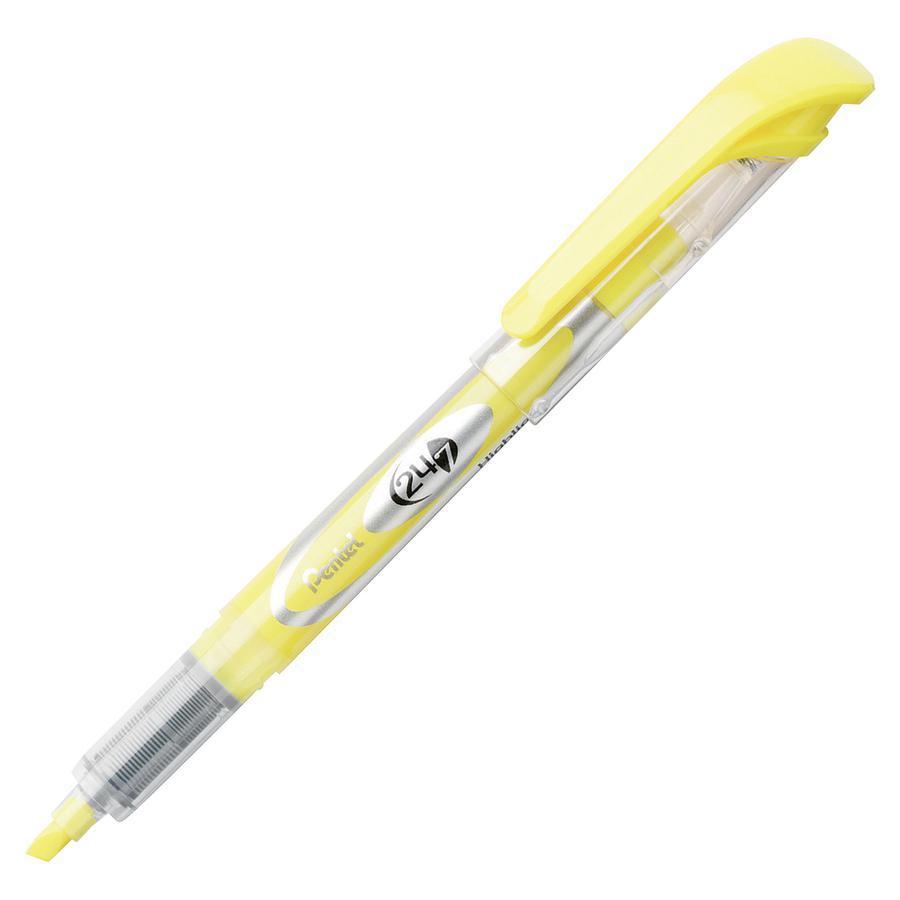 Pentel 24/7 Highlighter - Chisel Marker Point Style - Yellow - 1 Dozen. Picture 2