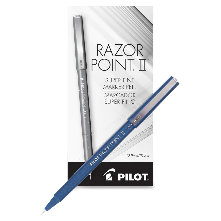 Pilot Razor Point II Marker Pens - Super Fine Pen Point - 0.3 mm Pen Point Size - Blue - Blue Barrel - 1 Dozen. Picture 3