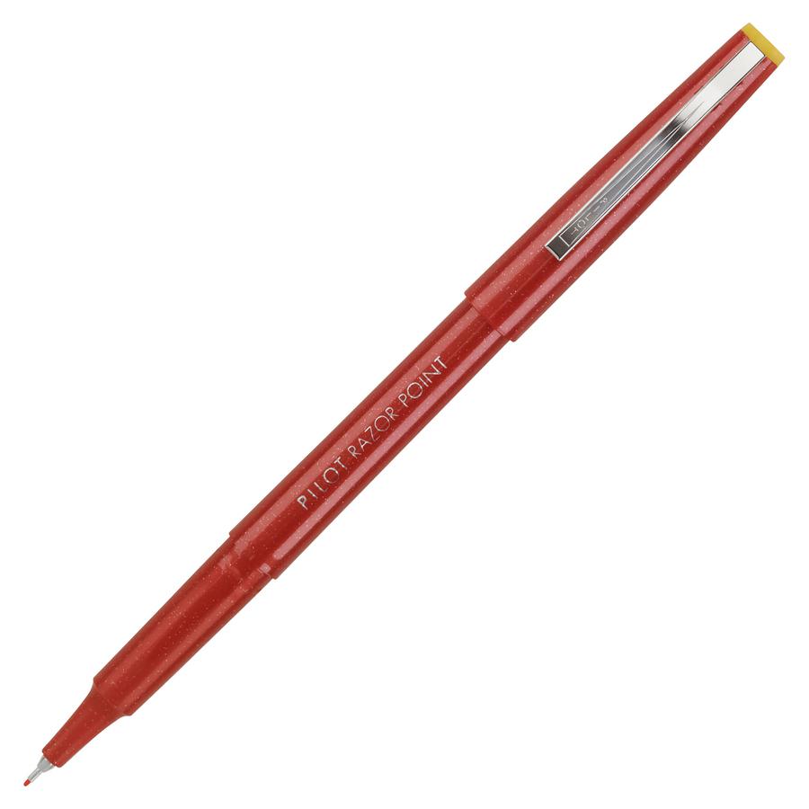 Pilot Razor Point Marker Pens - Extra Fine Pen Point - 0.3 mm Pen Point Size - Red - Red Plastic Barrel - Metal Tip - 1 Dozen. Picture 2