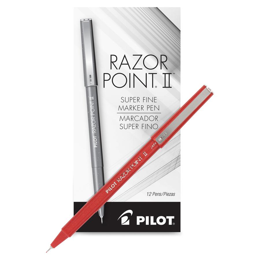 Pilot Razor Point II Marker Pens - Super Fine Pen Point - 0.3 mm Pen Point Size - Red - Red Barrel - Plastic Tip - 1 Dozen. Picture 4