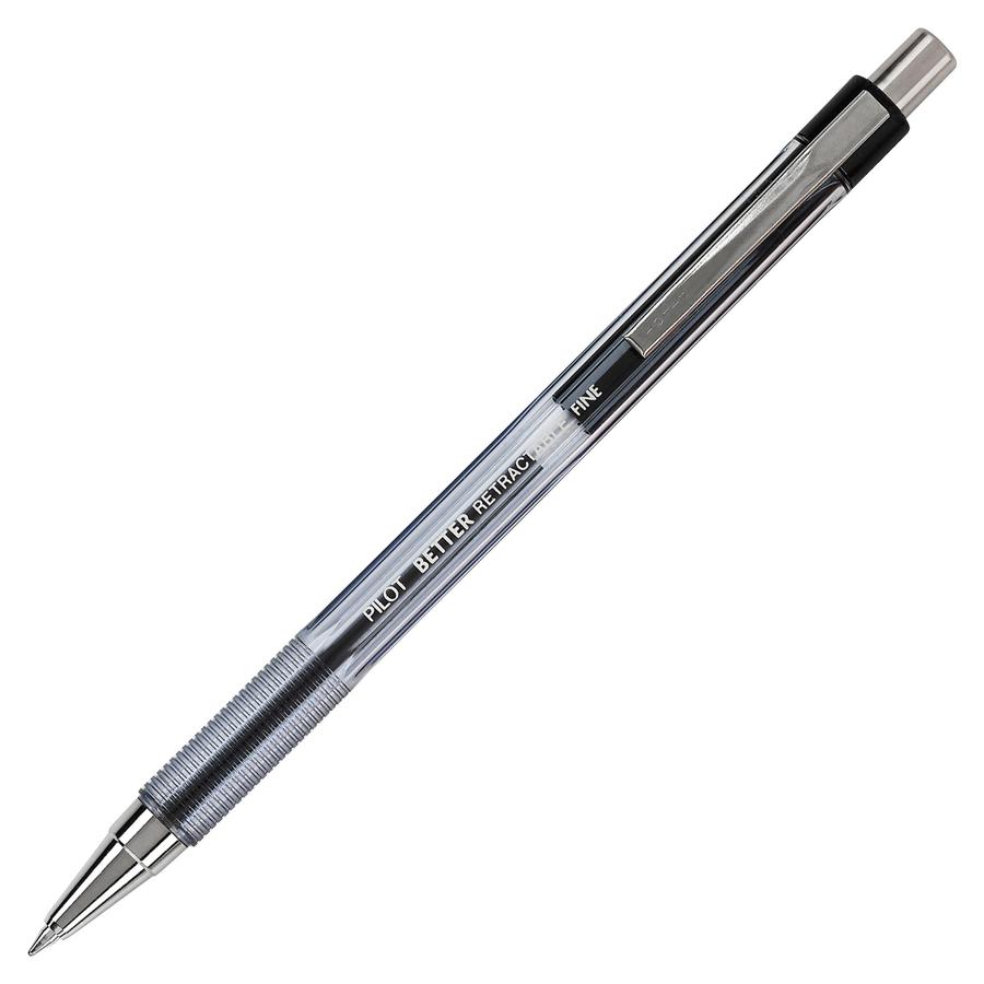 Pilot Better Retractable Ballpoint Pens - Fine Pen Point - 0.7 mm Pen Point Size - Refillable - Retractable - Black - Translucent Barrel - 1 Dozen. Picture 2