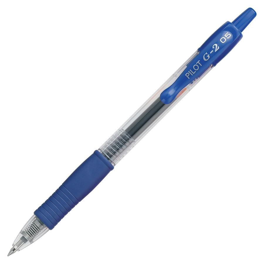 Pilot G2 Gel Ink Rolling Ball Pen - Extra Fine Pen Point - 0.5 mm Pen Point Size - Refillable - Retractable - Blue Gel-based Ink - Translucent Barrel - 1 Dozen. Picture 3